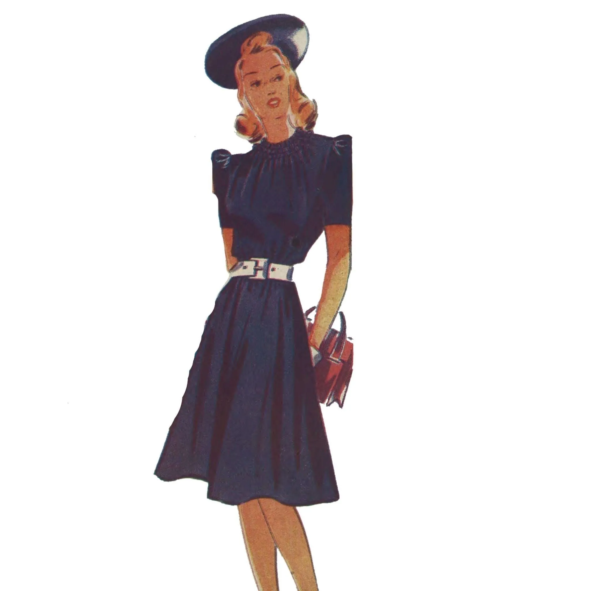 1940s Pattern, Two Tea Dresses, 'Easy to Sew' - Bust 34" (86.4 cm)