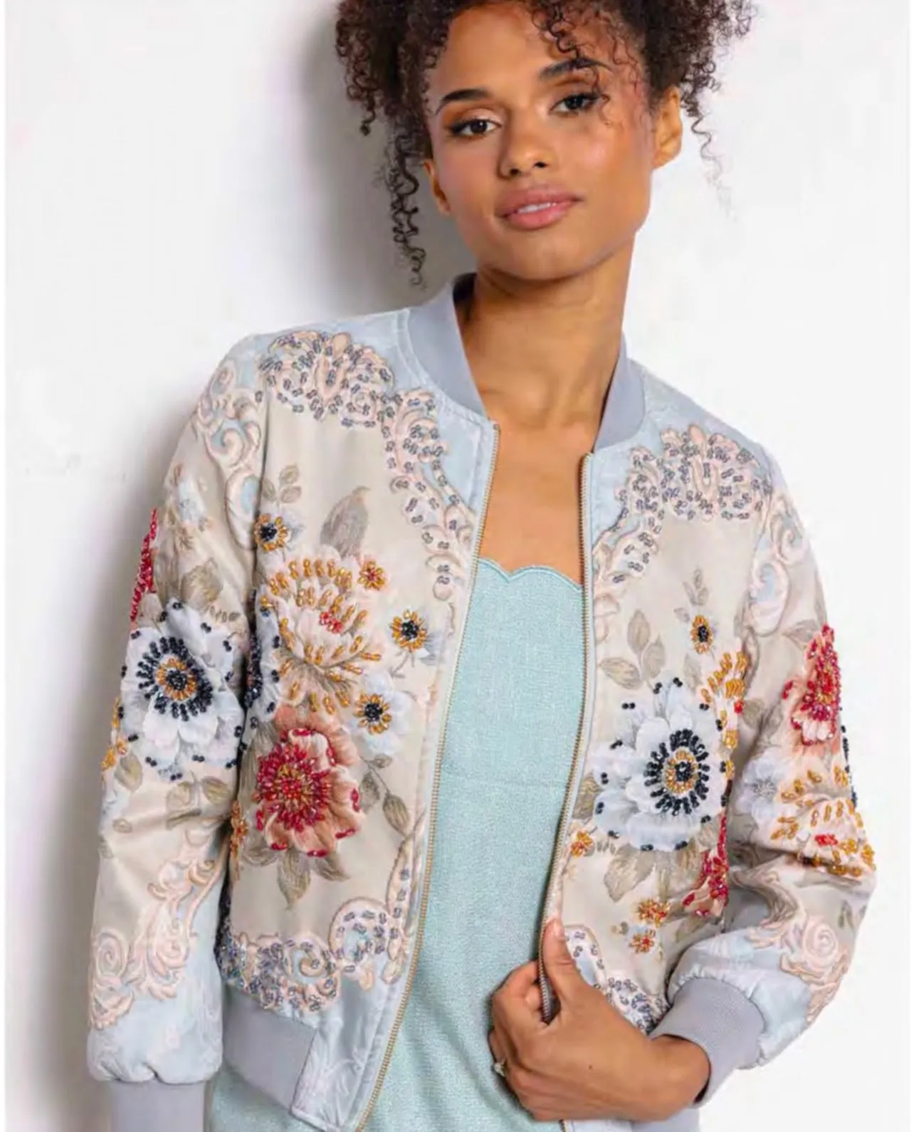 Baby Blue floral embroidered jacket