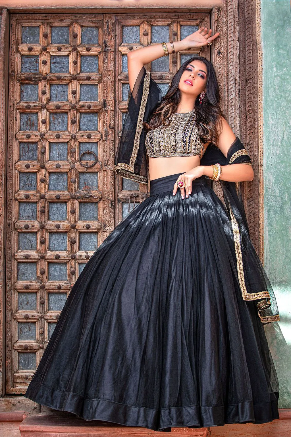 Black halter blouse with Skirt