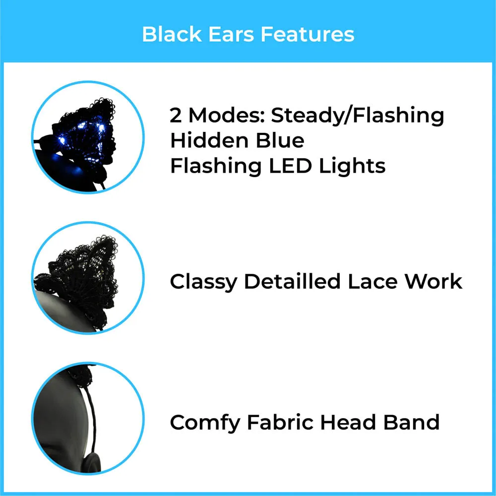 Black Lace LED Cat Ears