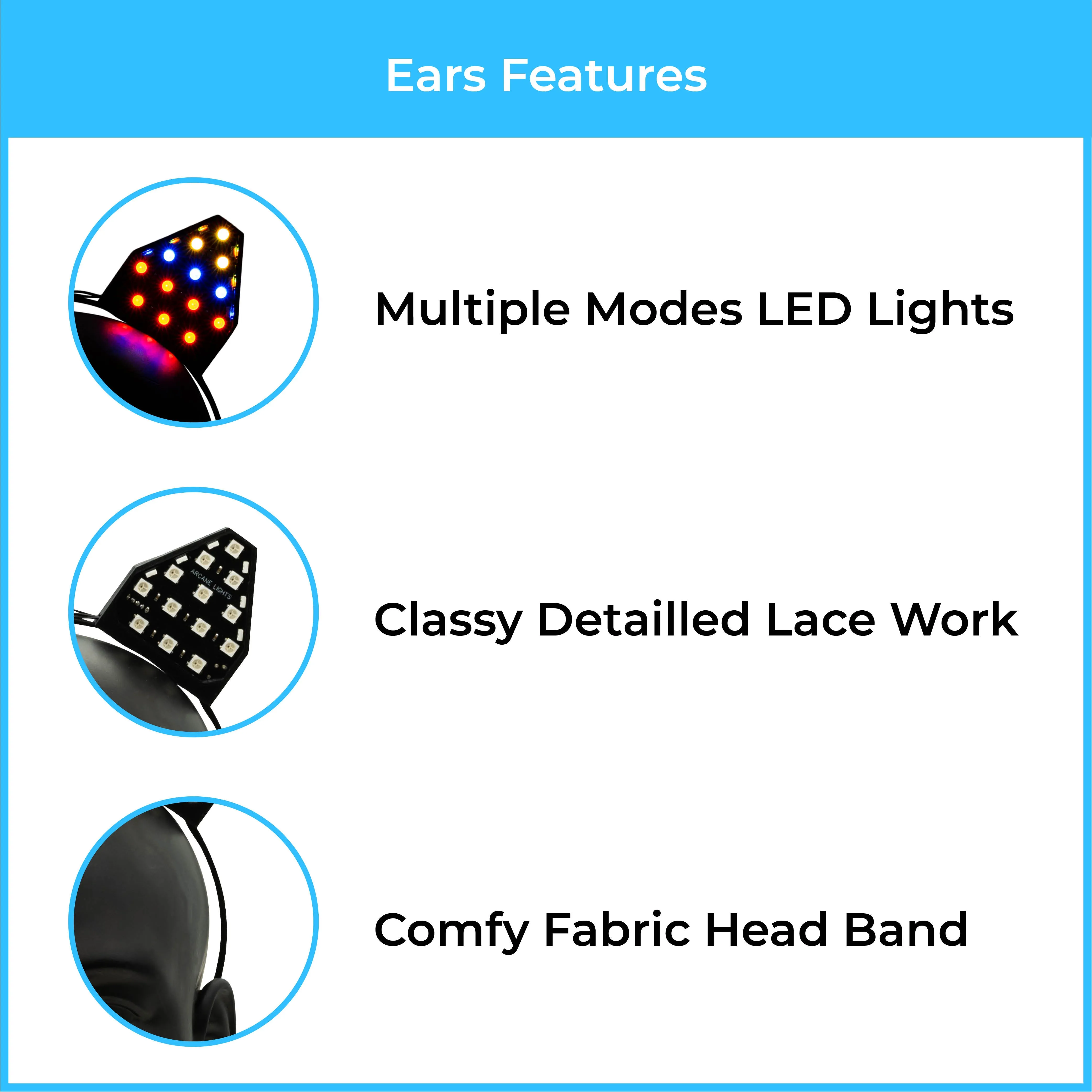 Black RGB LED Ears