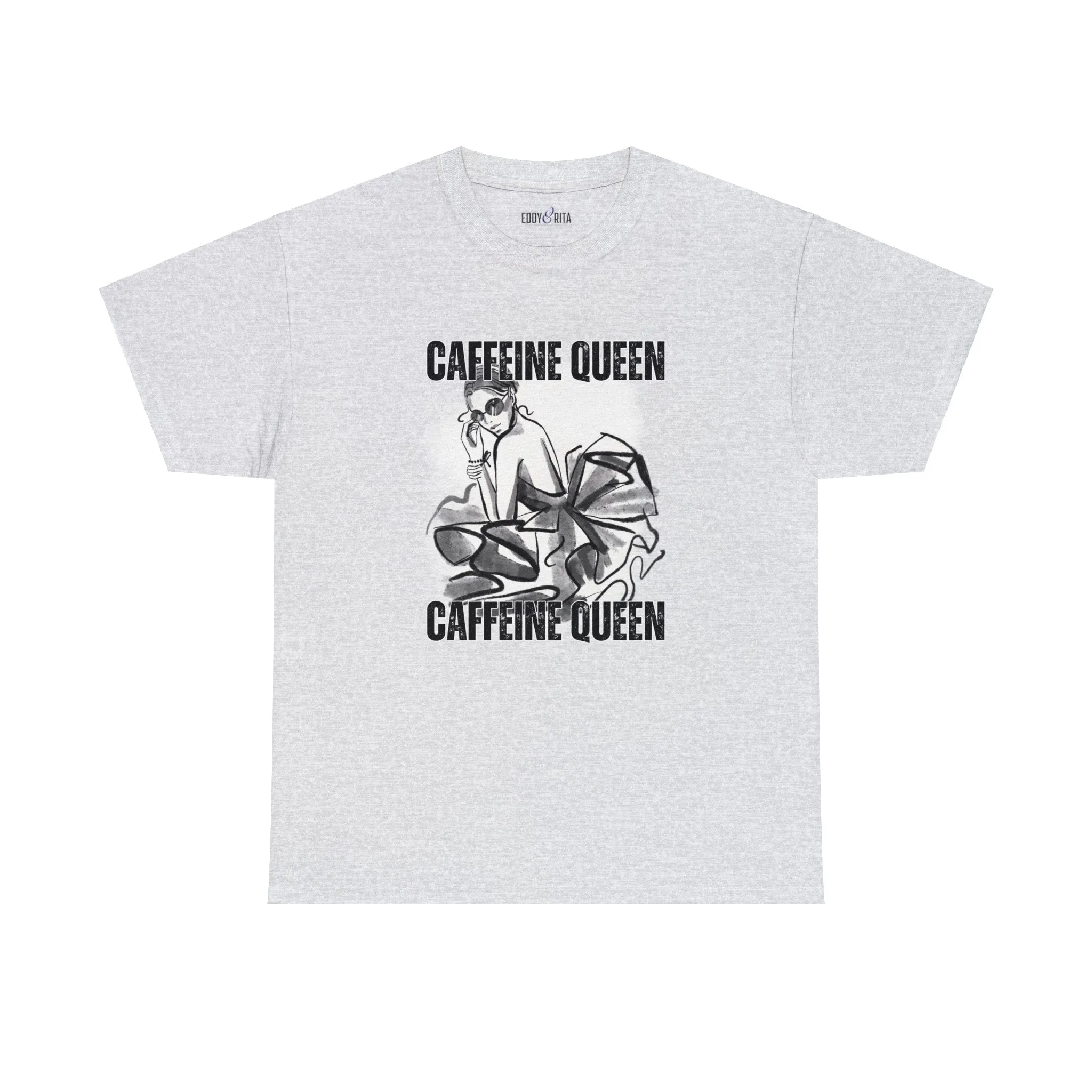 Caffeine Queen Comfort - Women's Heavy Cotton Tee for Coffee Lovers