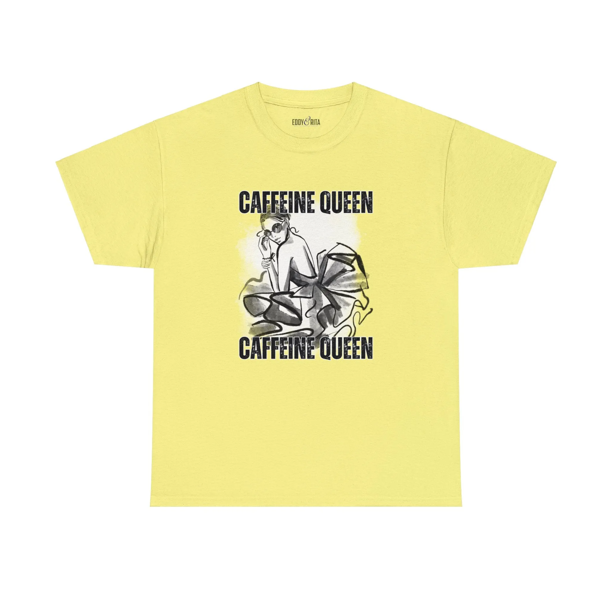 Caffeine Queen Comfort - Women's Heavy Cotton Tee for Coffee Lovers