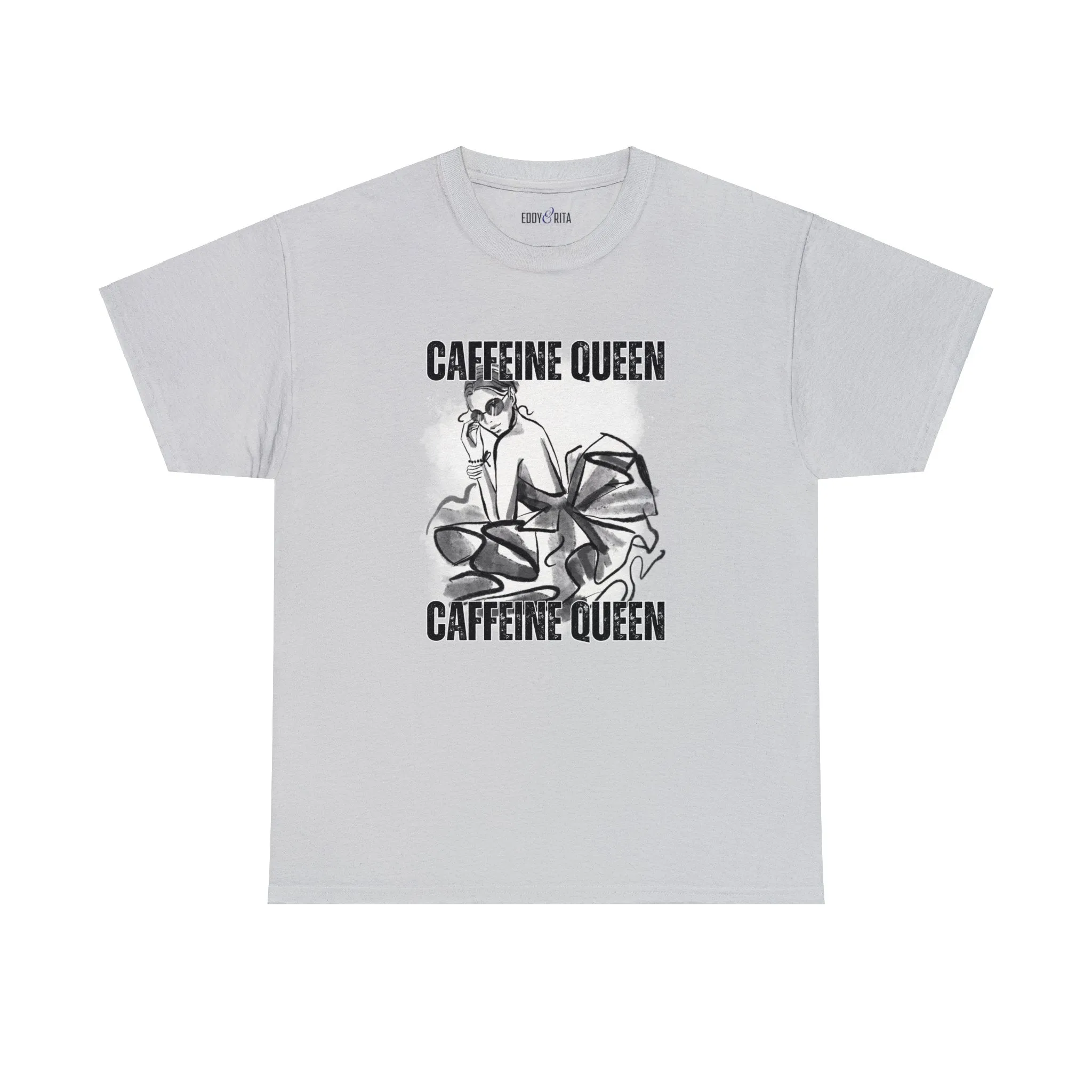 Caffeine Queen Comfort - Women's Heavy Cotton Tee for Coffee Lovers
