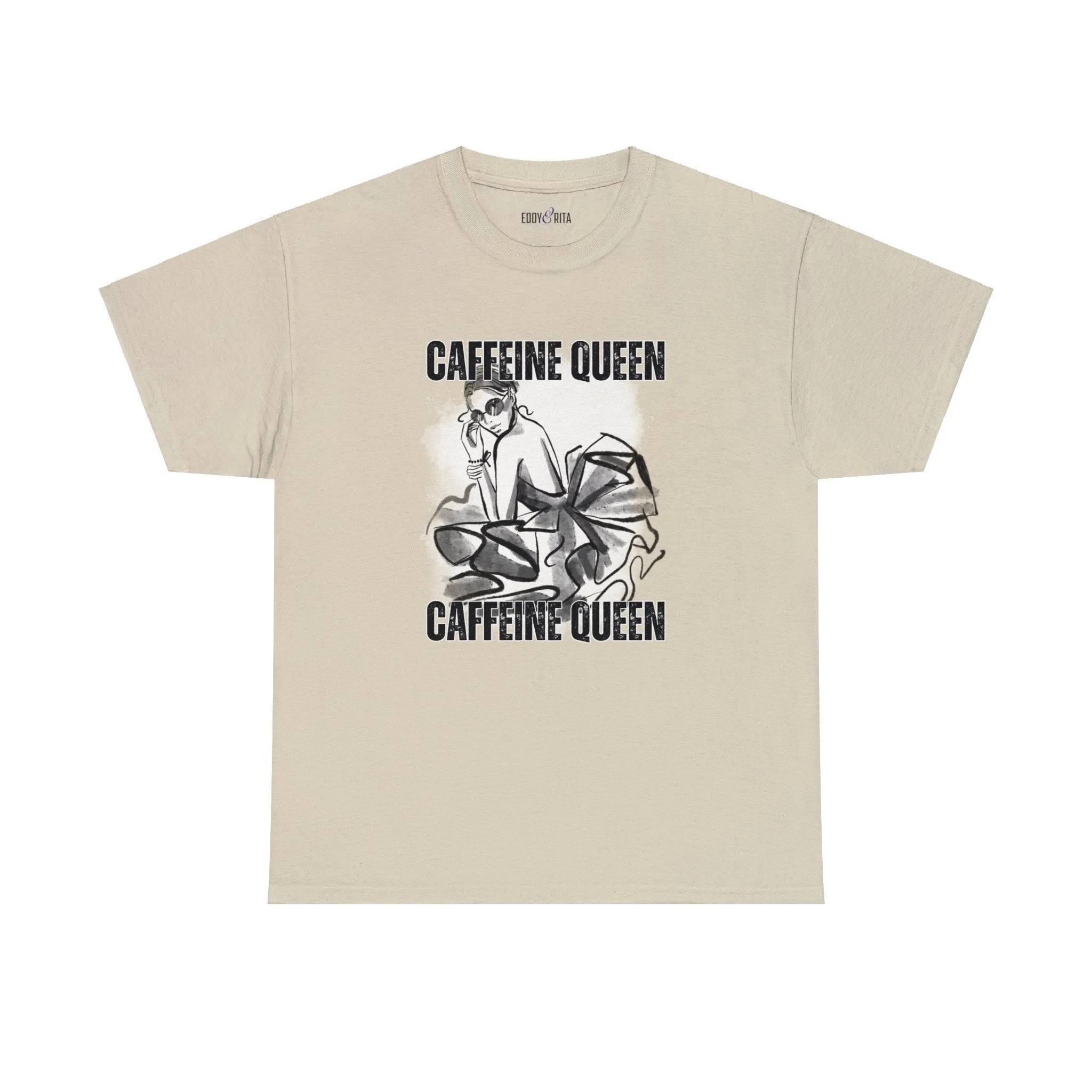Caffeine Queen Comfort - Women's Heavy Cotton Tee for Coffee Lovers