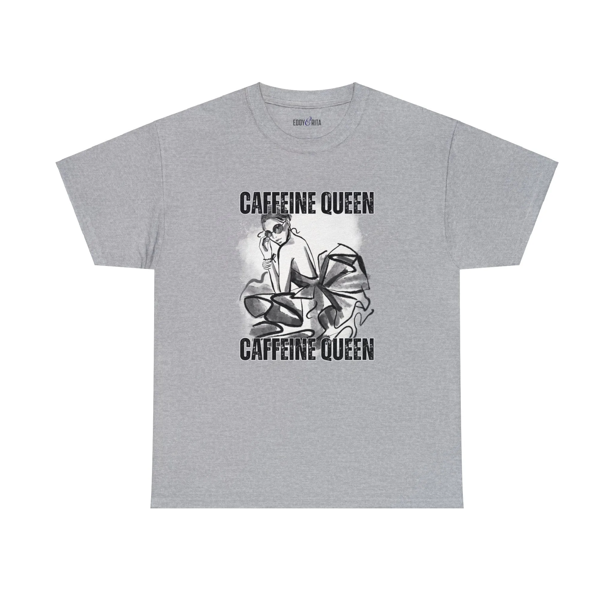 Caffeine Queen Comfort - Women's Heavy Cotton Tee for Coffee Lovers