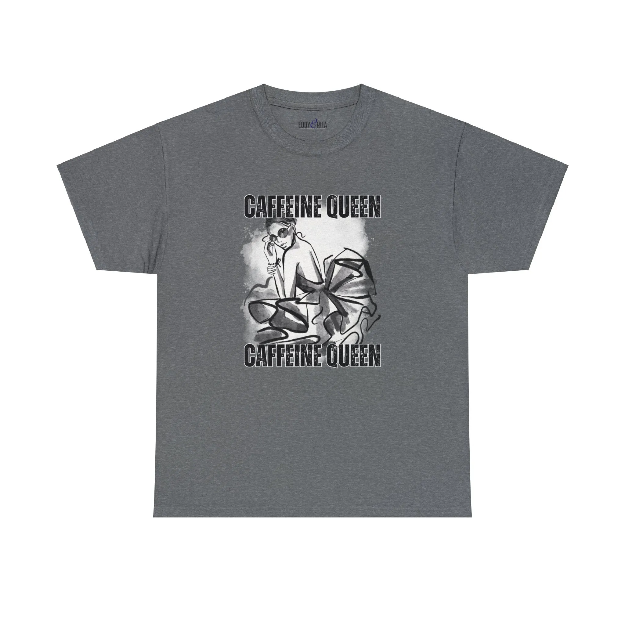 Caffeine Queen Comfort - Women's Heavy Cotton Tee for Coffee Lovers