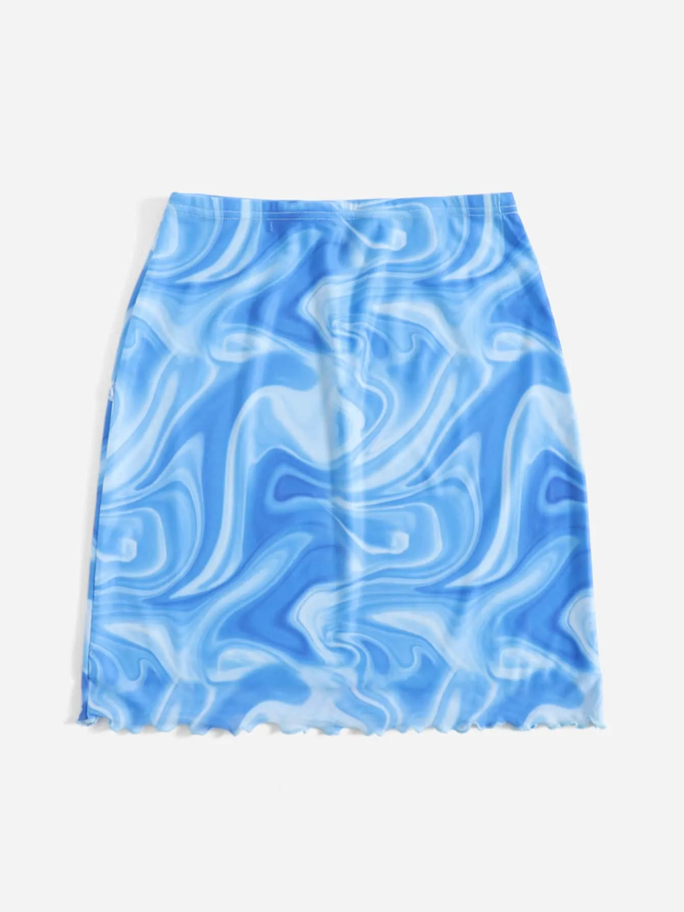 Casual Marble Lettuce Trim Natural Mini Women Skirts