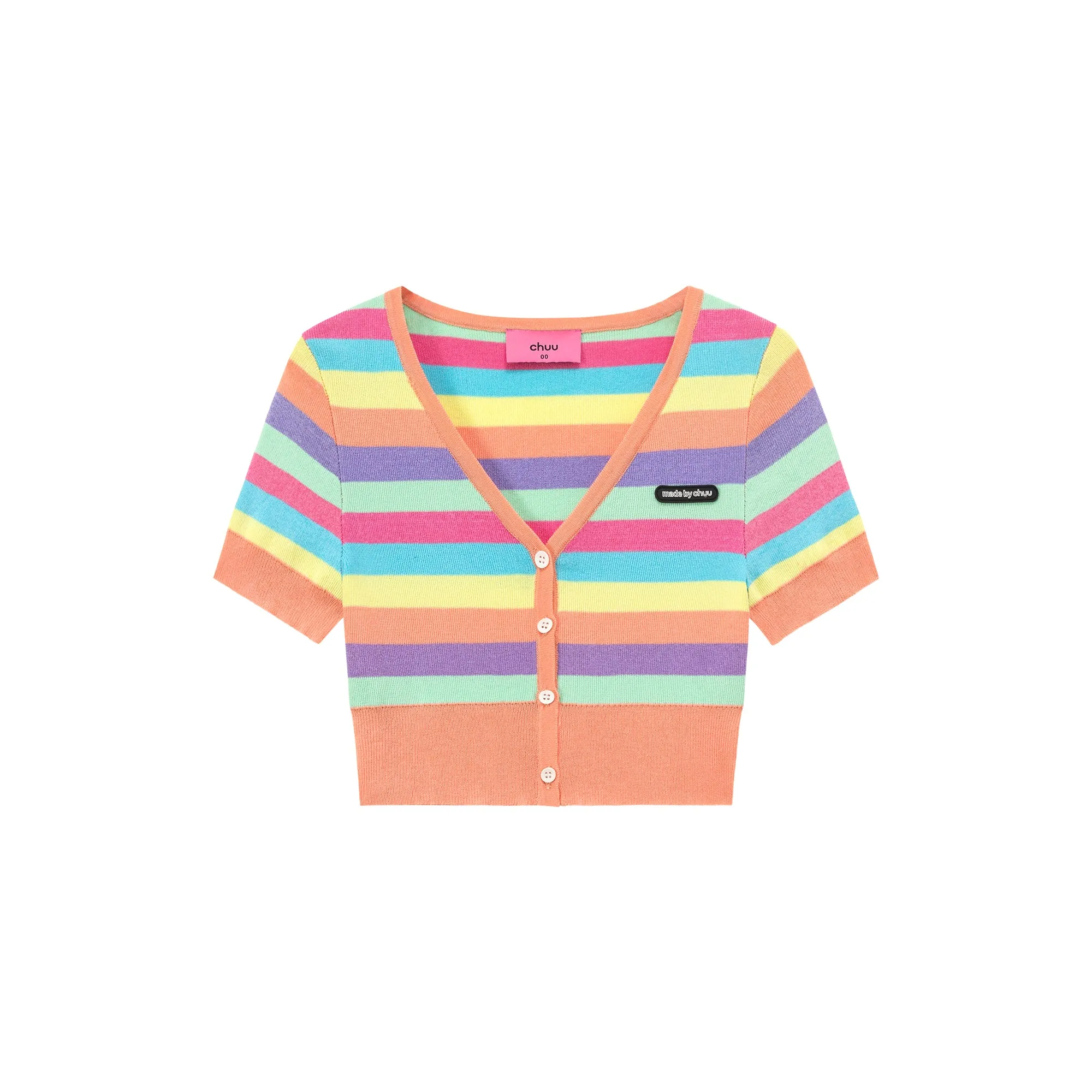 Color Striped Crop Cardigan