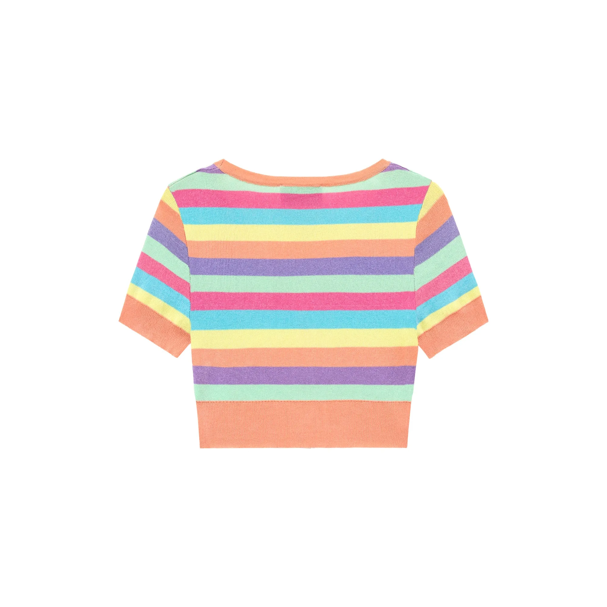 Color Striped Crop Cardigan