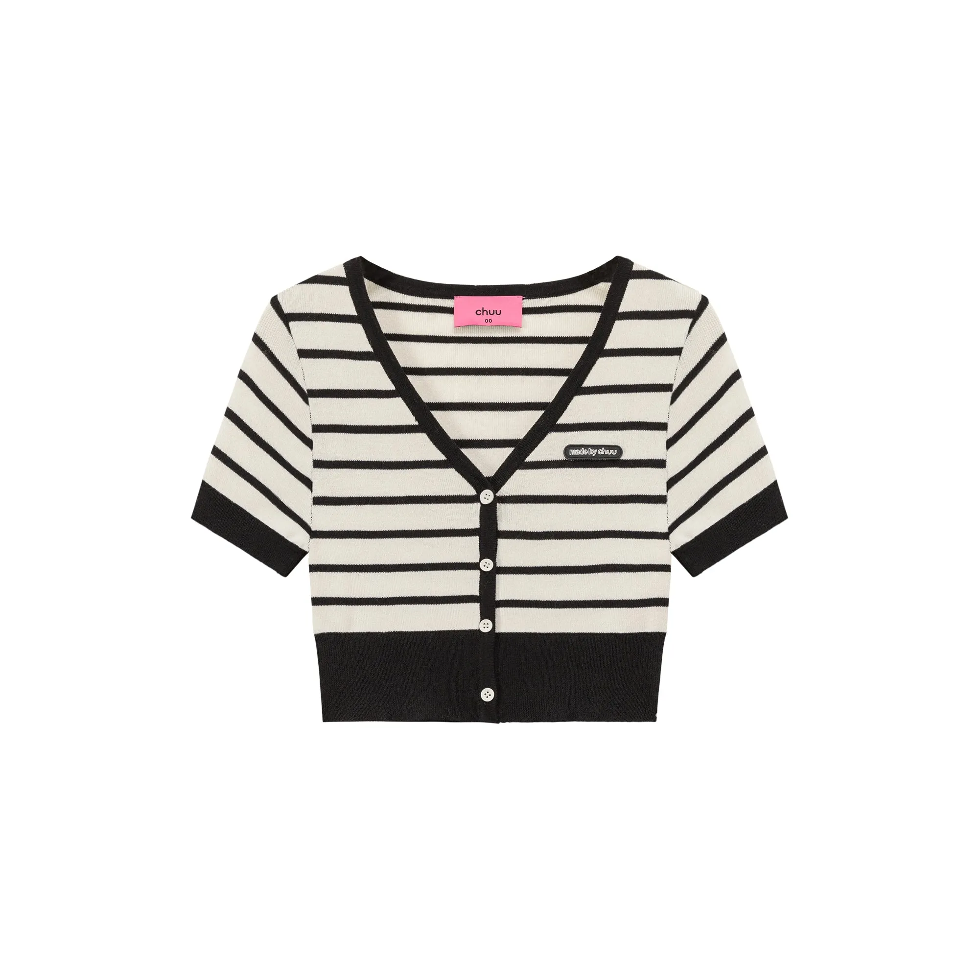 Color Striped Crop Cardigan