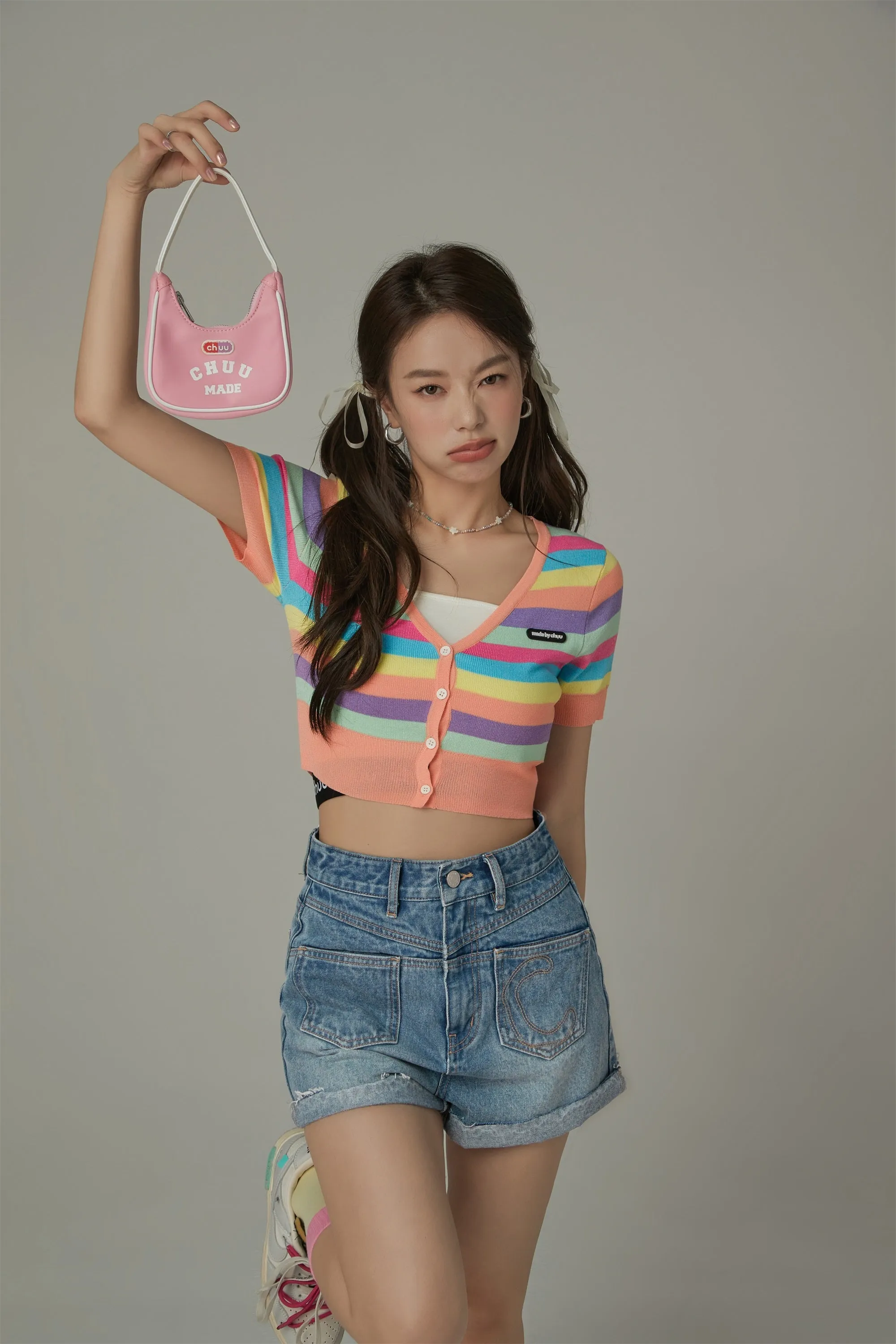 Color Striped Crop Cardigan