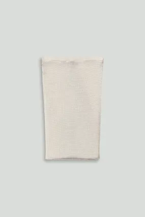 Cream Grid Textured Polyester Skirt