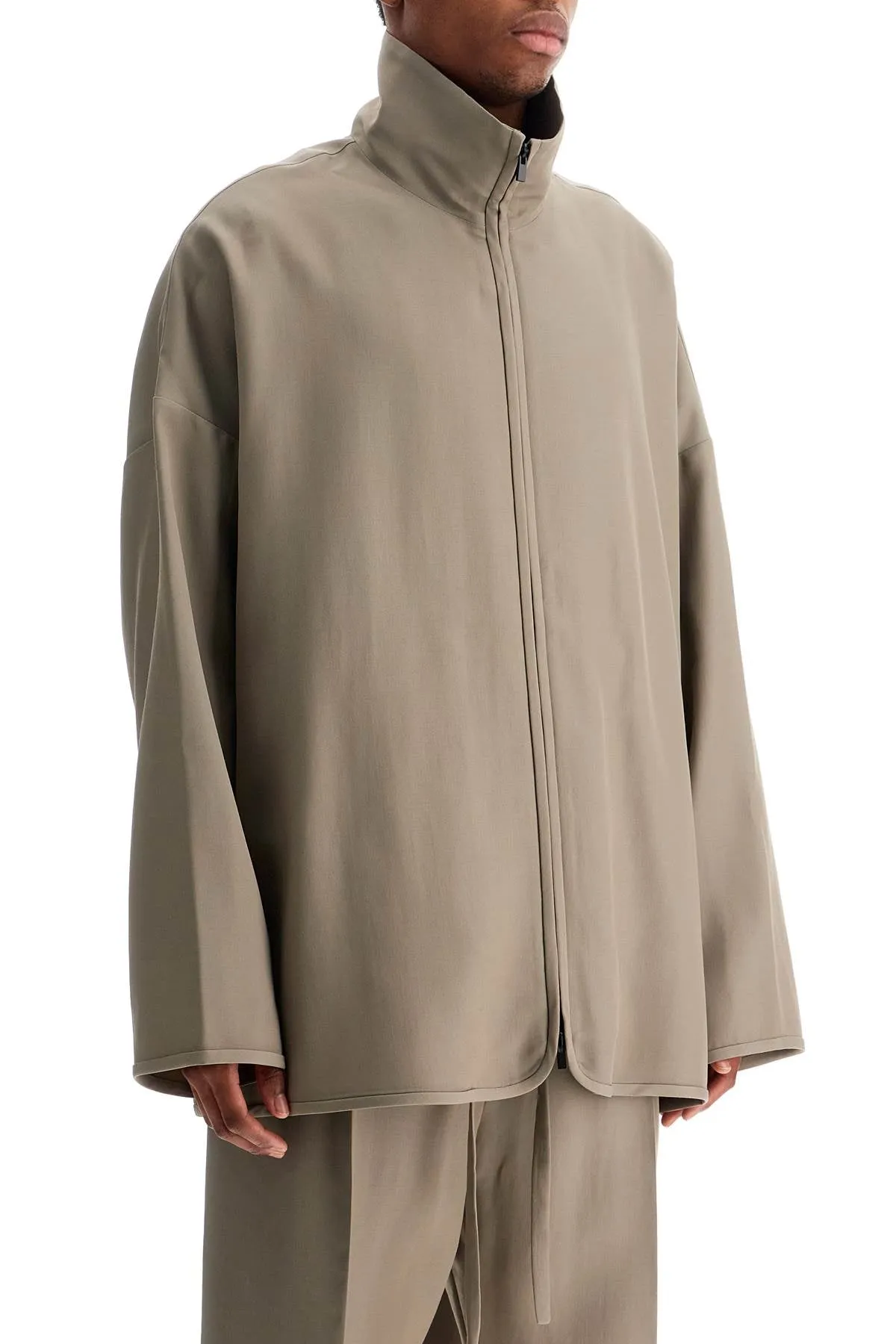 dusty beige wool jacket with high collar FGE230 306WVS DUSTY BEIGE