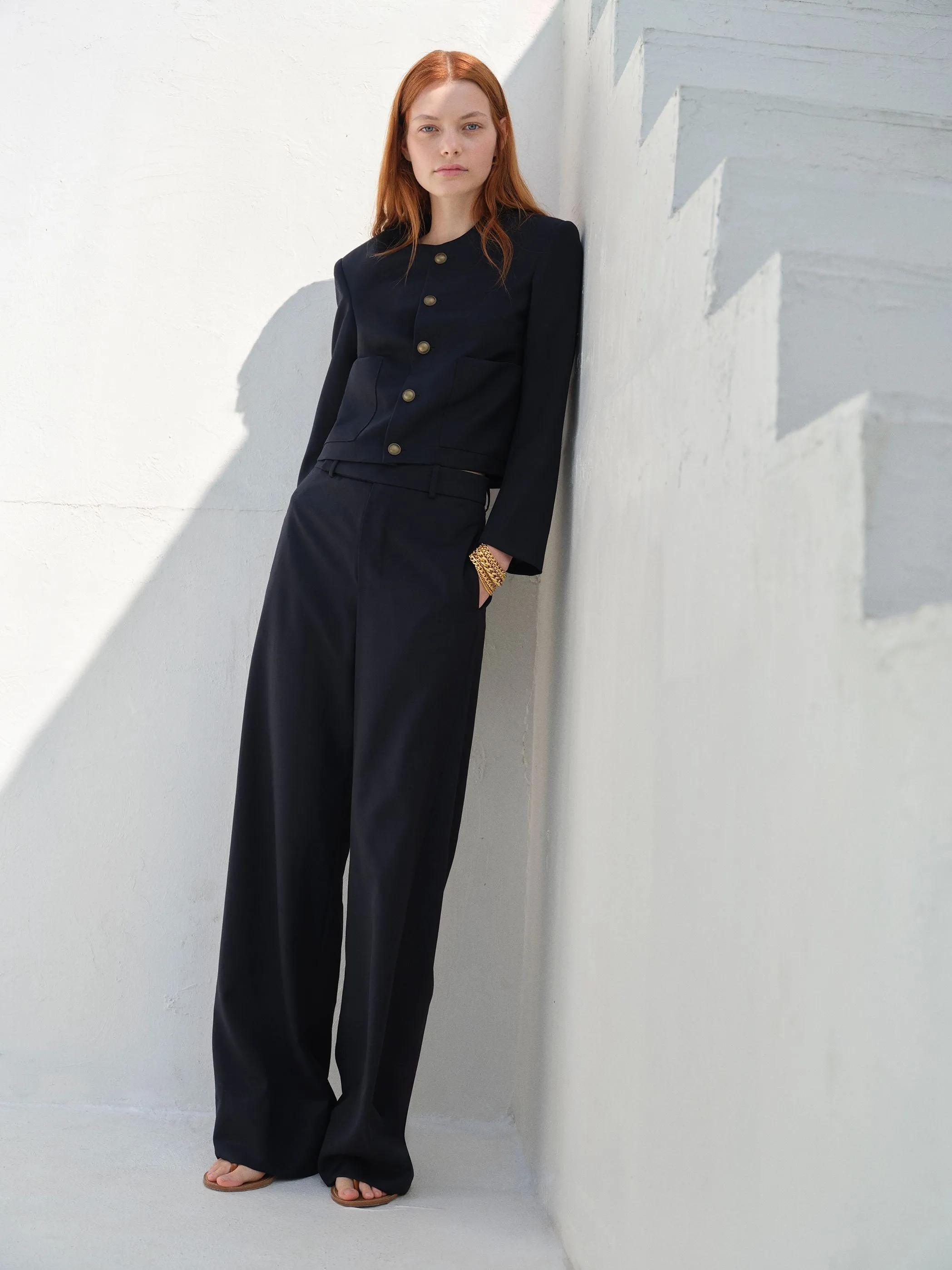Frame Button Front Jacket - Navy
