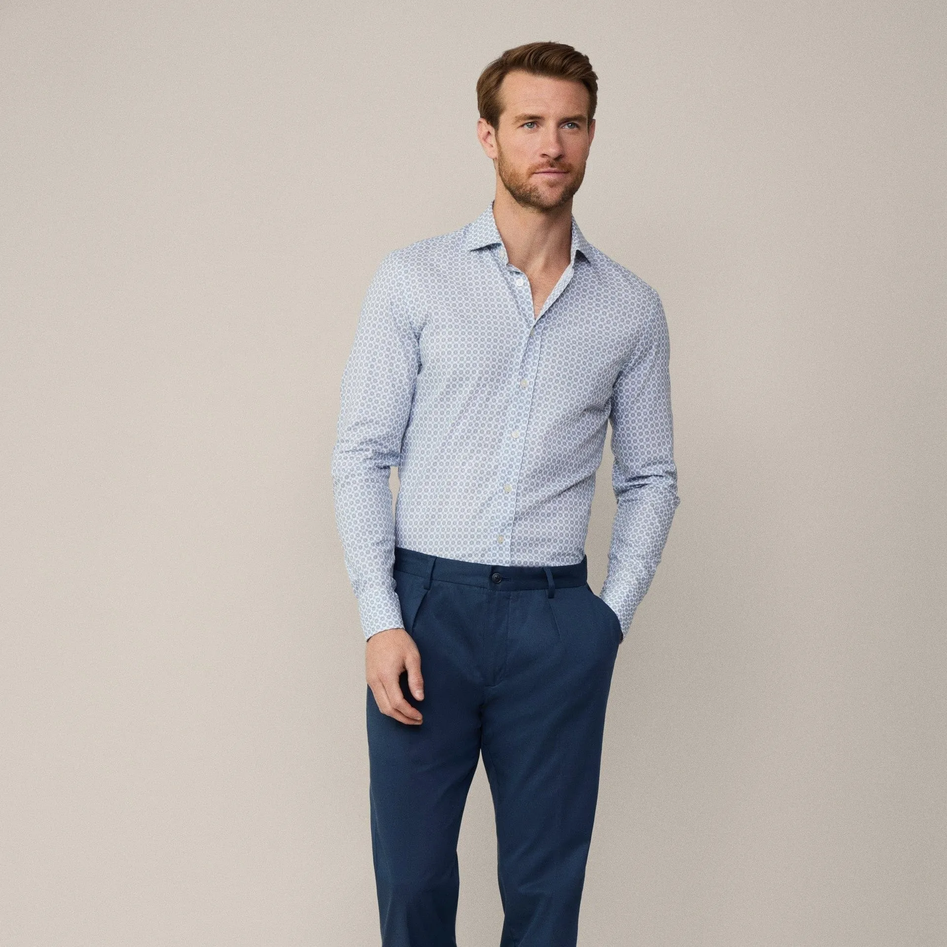 Hackett Tile Print Shirt In Blue