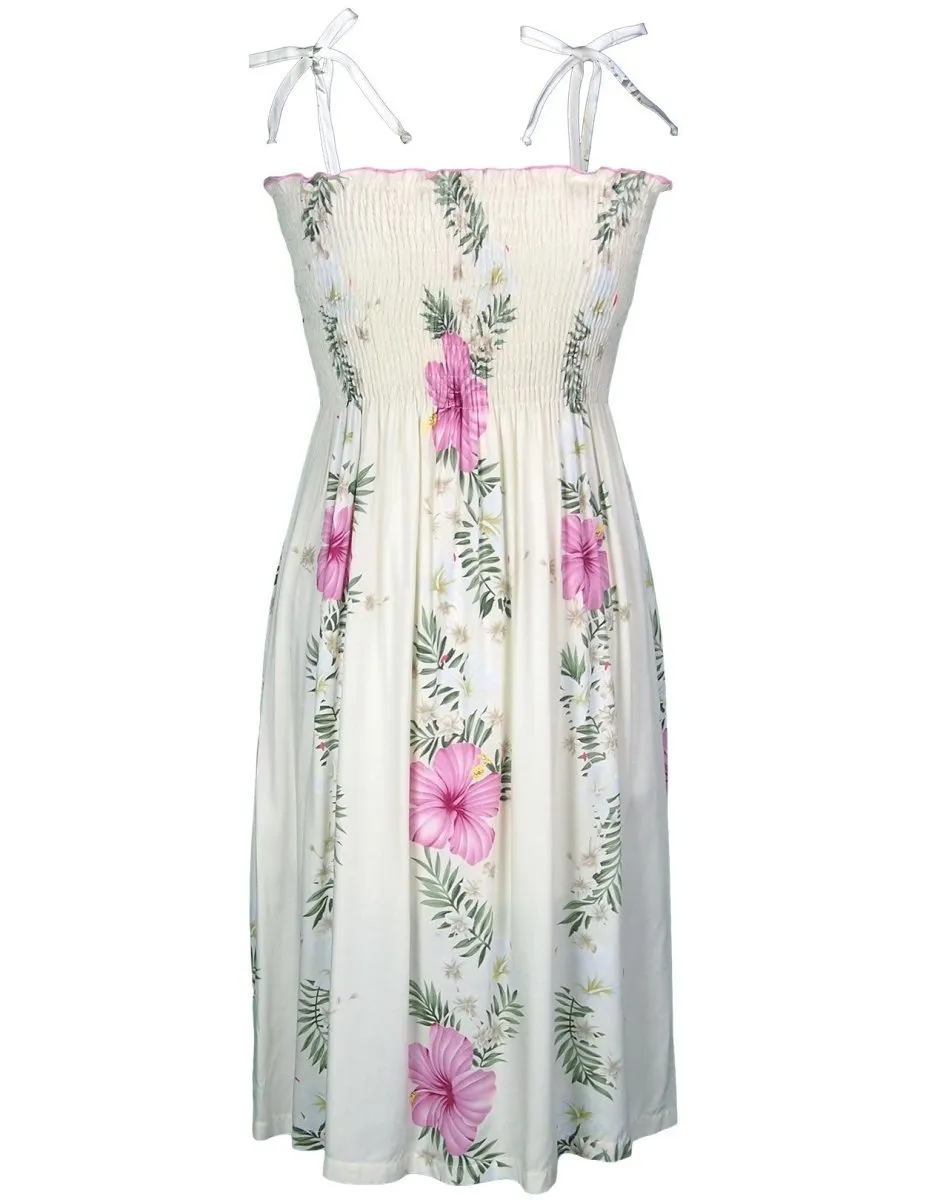 Hibiscus Leis Smock Top Rayon Dress