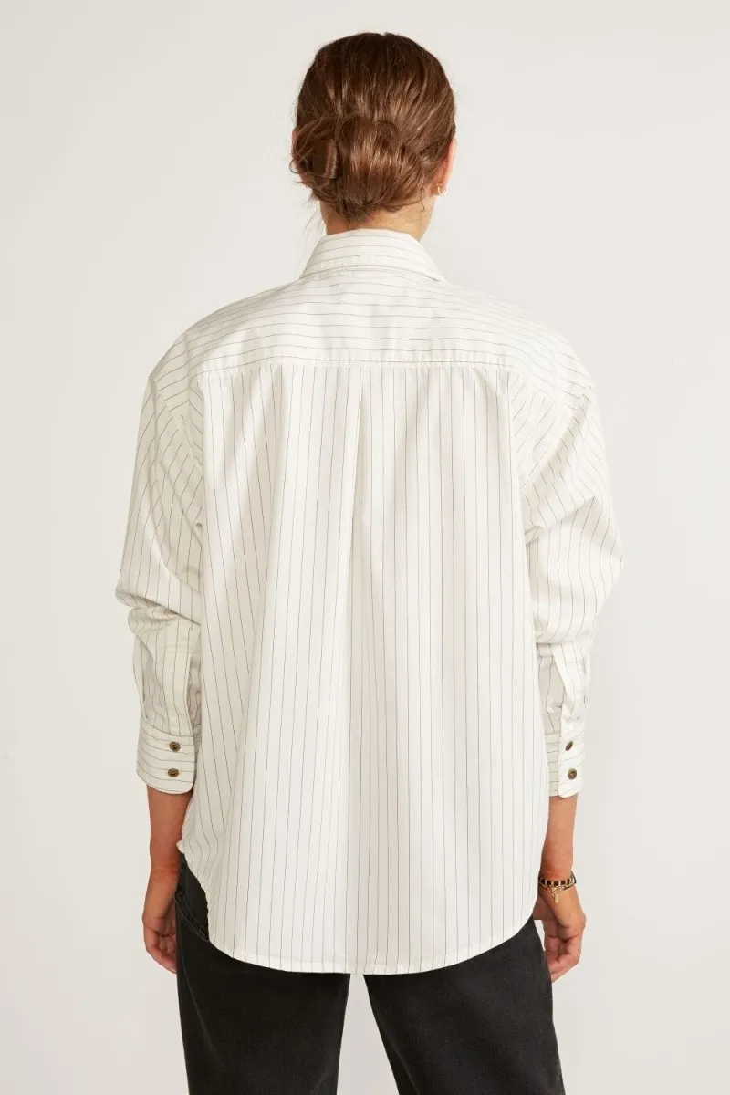 Joni Classic Shirt in Black White Stripe