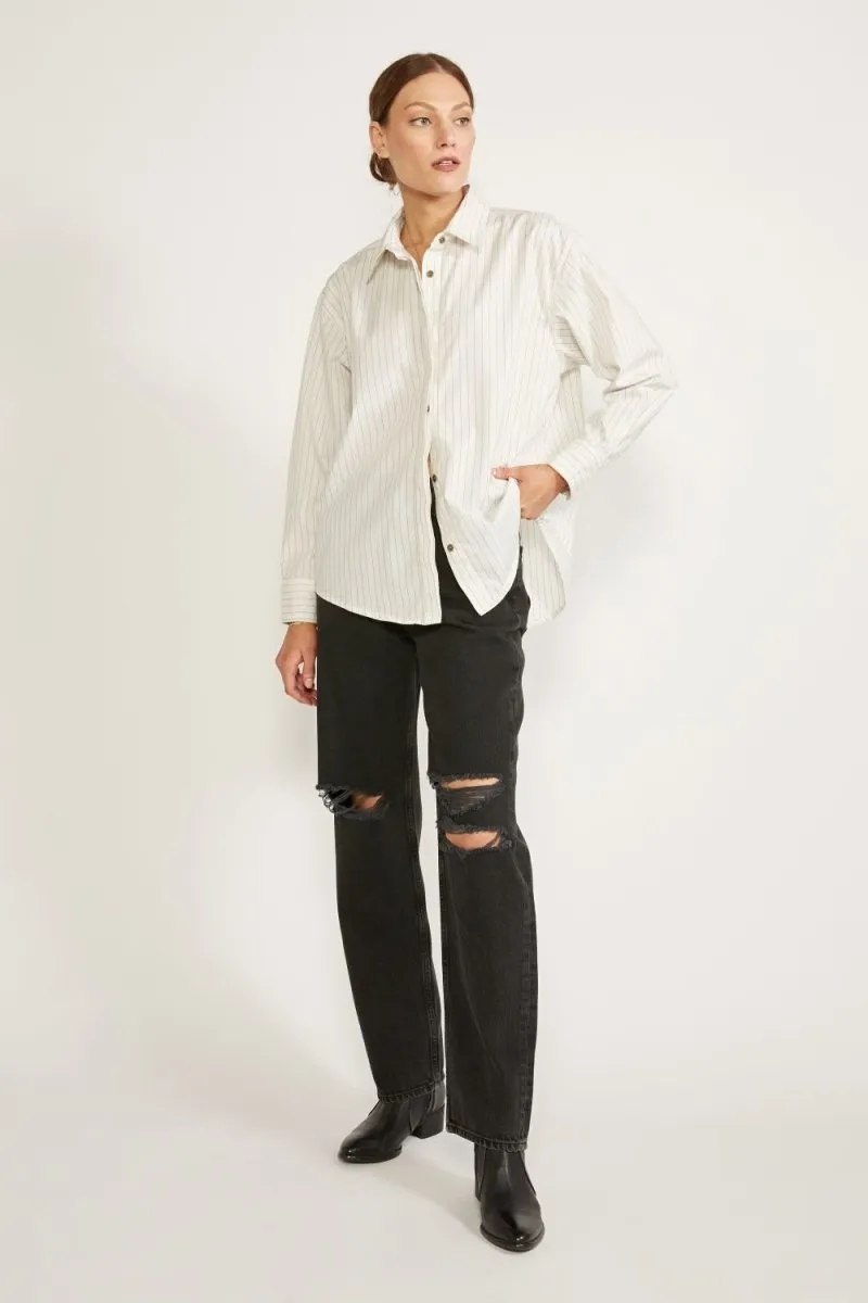 Joni Classic Shirt in Black White Stripe