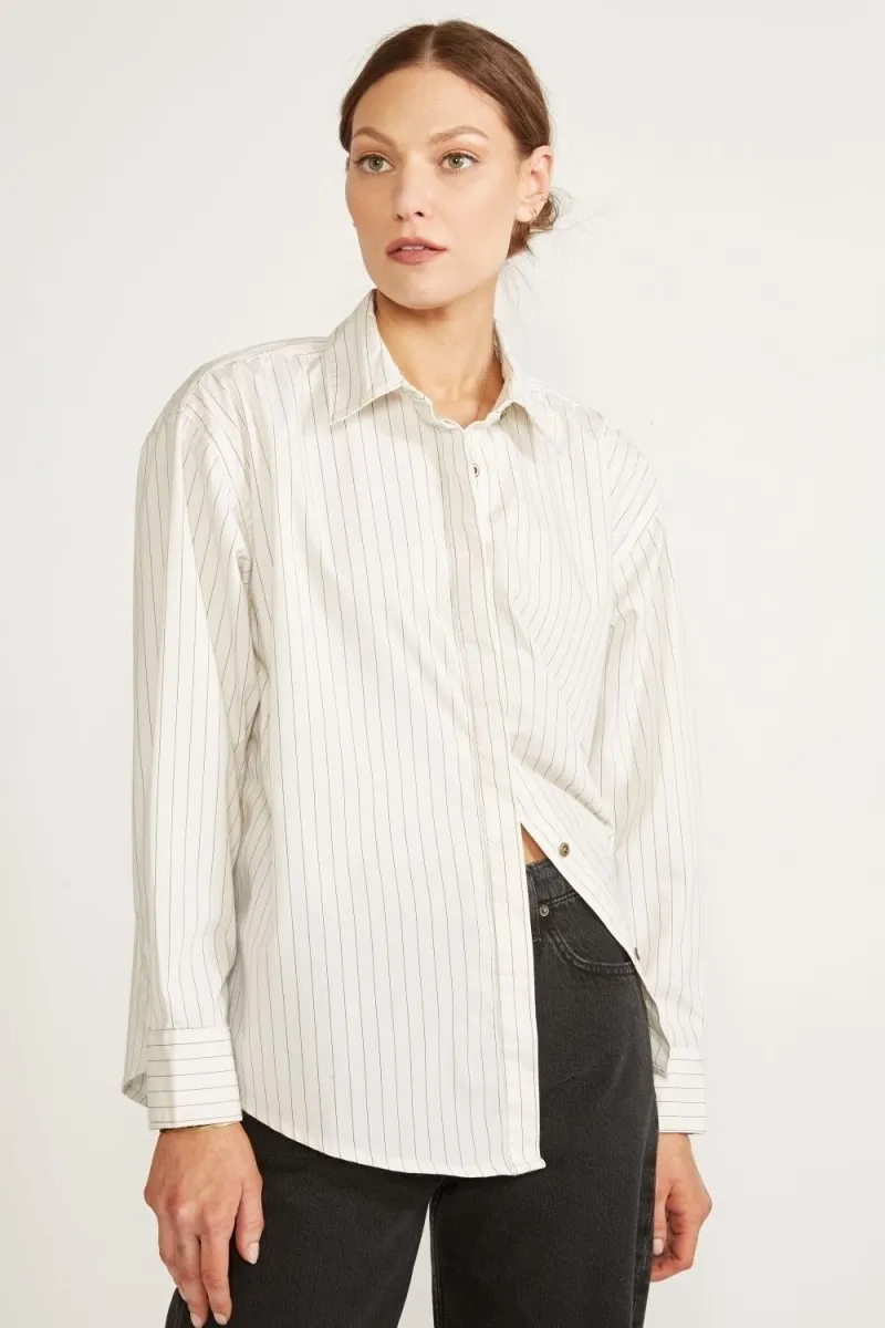 Joni Classic Shirt in Black White Stripe