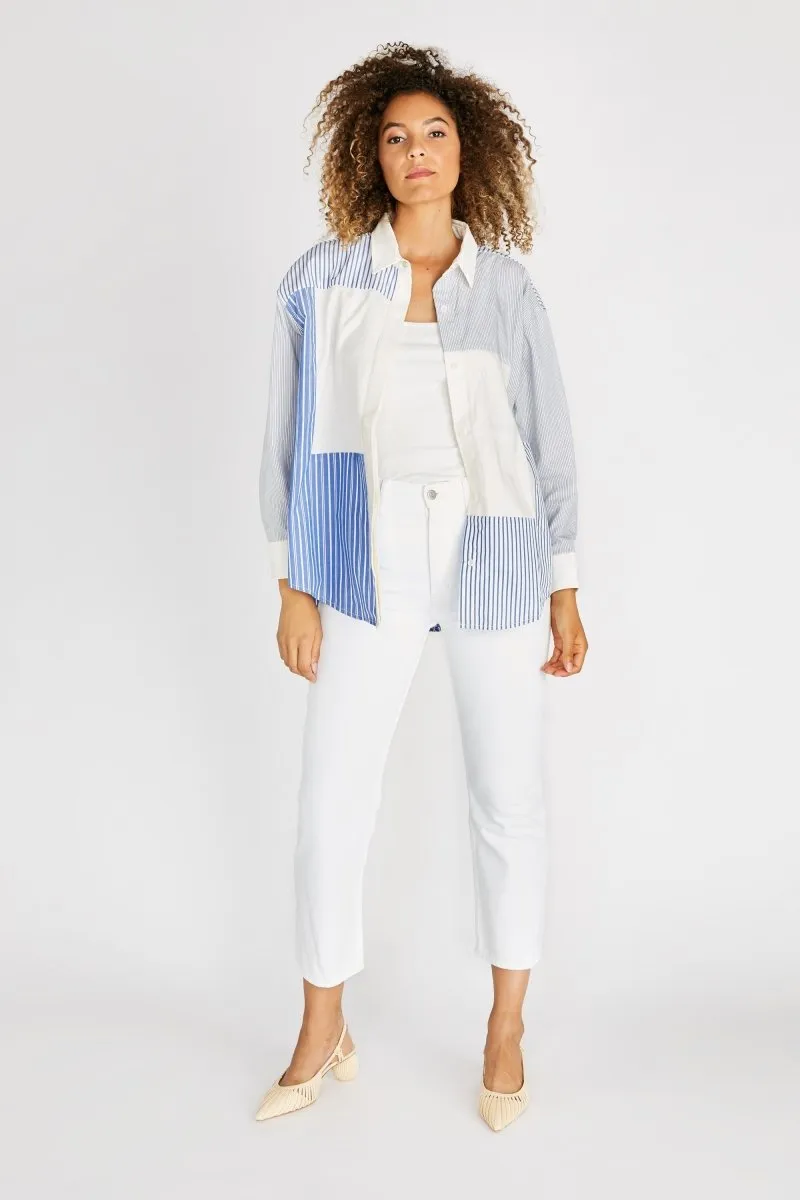 Joni Upcycled Button Down Shirt - Avalon