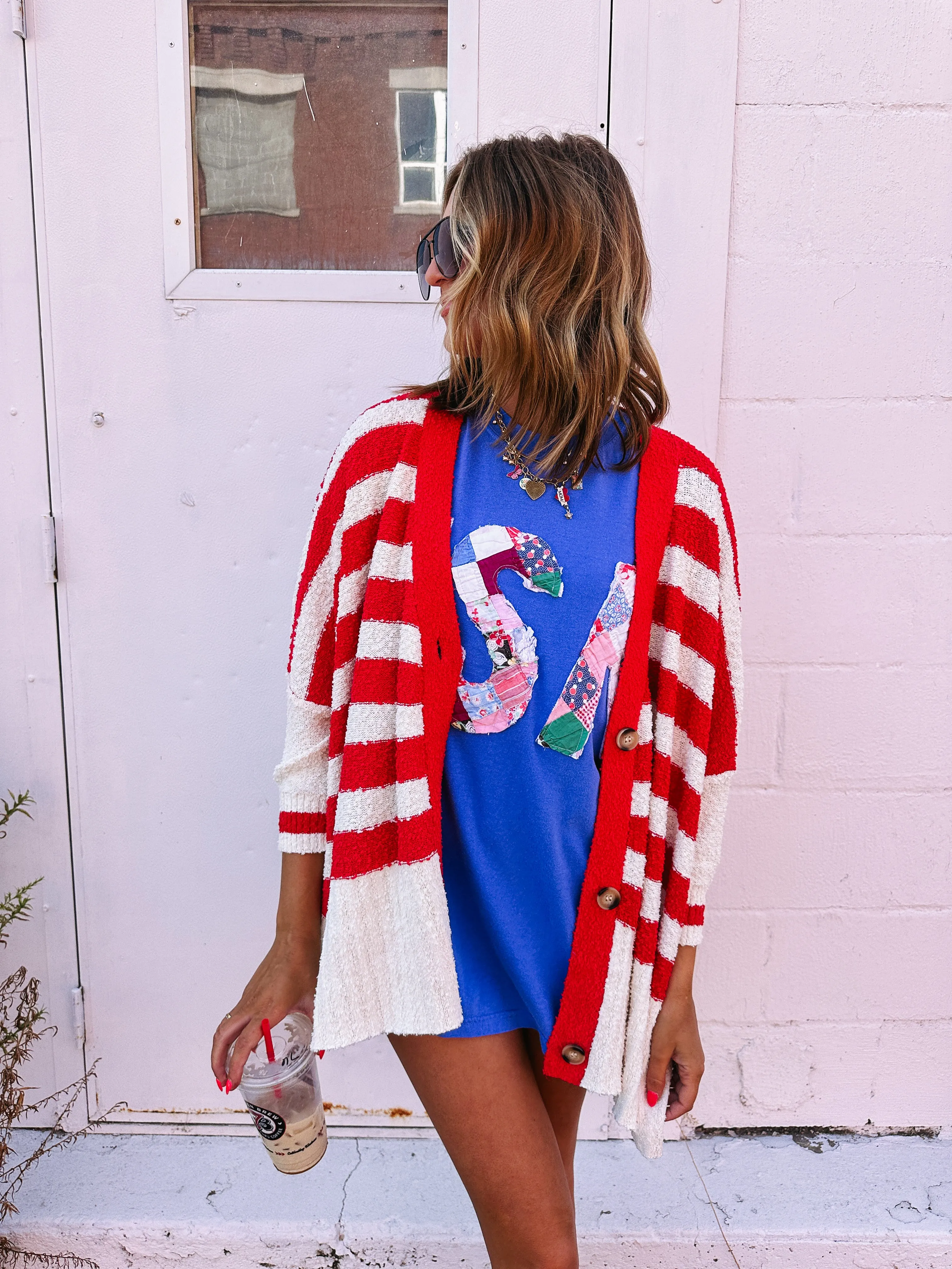 keepin it cozy striped cardigan - red