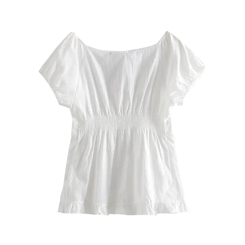 Lace Trim Soft Cotton Short Top