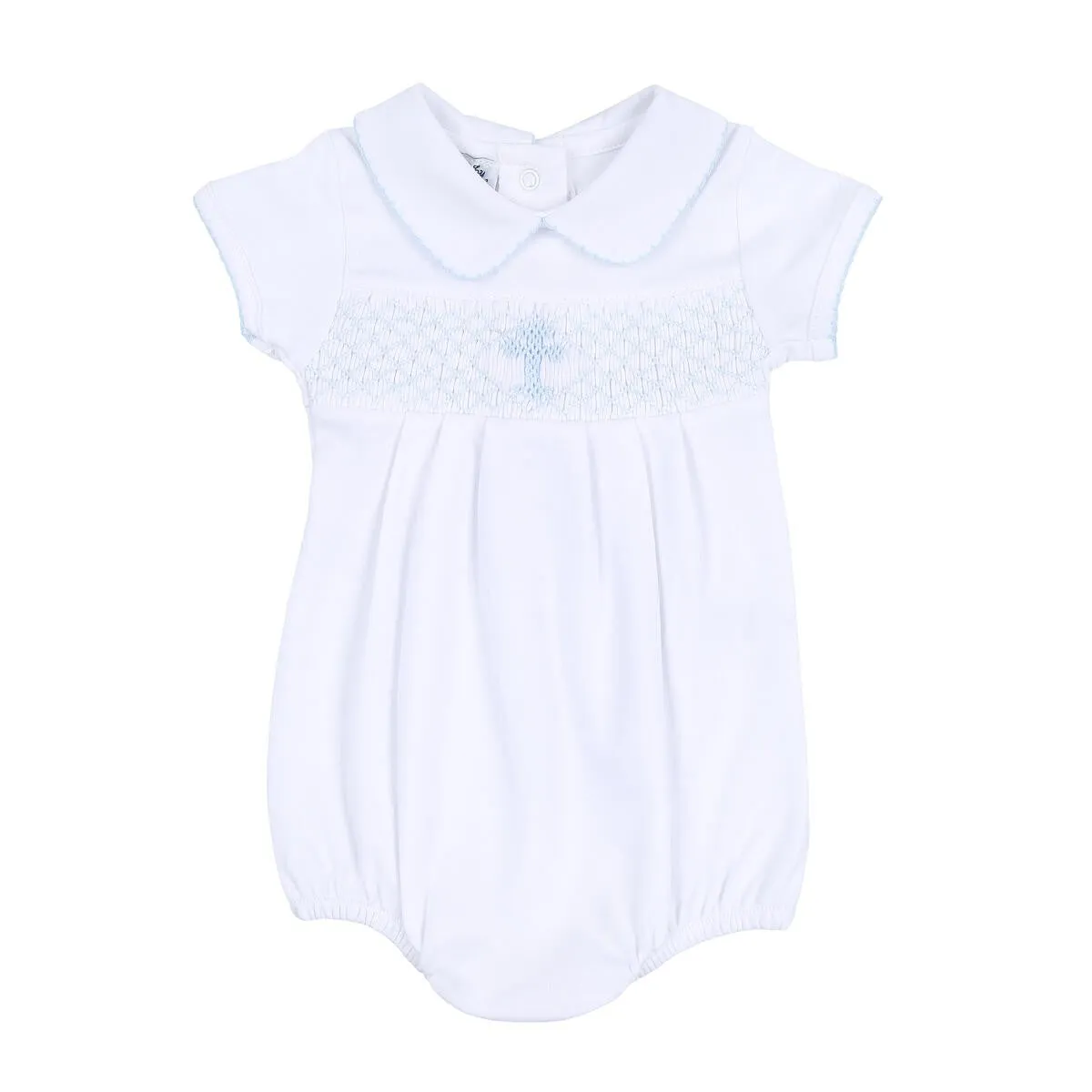 Magnolia Baby Boys Blessed Smocked Blue Cross Bubble