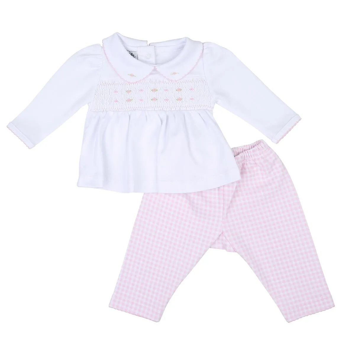 Magnolia Baby Toddler Girls Mini Checks Smocked Pant Set - Pink