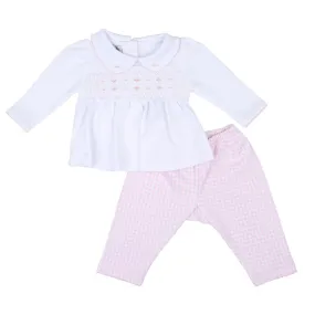 Magnolia Baby Toddler Girls Mini Checks Smocked Pant Set - Pink