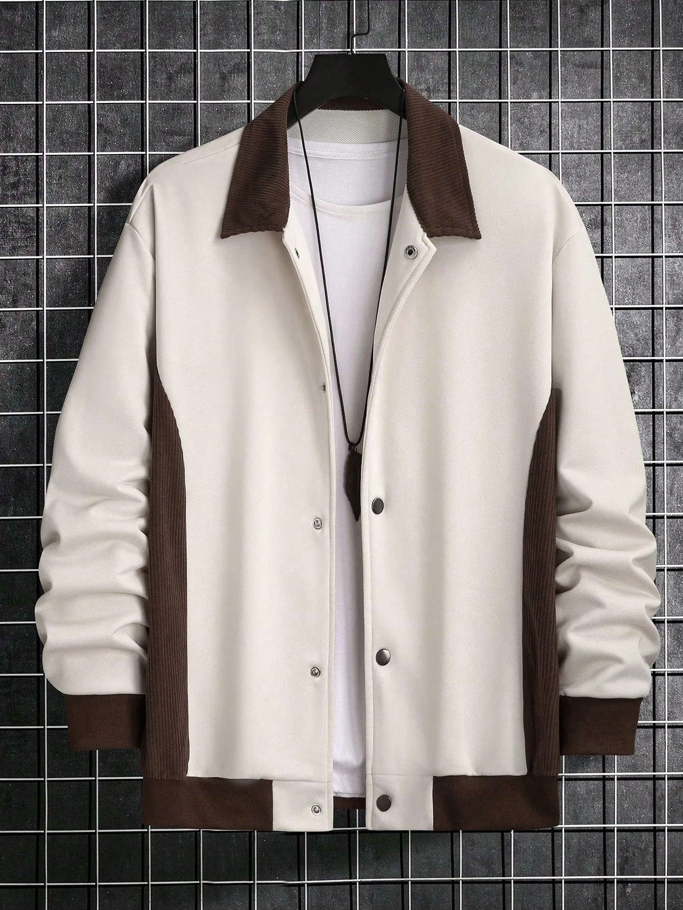 Manfinity Hypemode Men Casual Colorblock Patchwork Jacket, Versatile For Autumn/Winter
