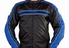 Mens Blue Nylon Armored Motorcycle Jacket Night Vision Reflector