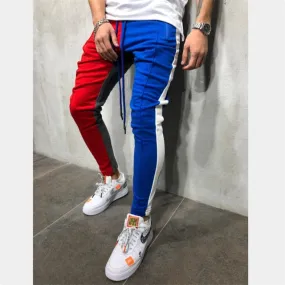 Men's Casual Blue & Red Sport Jogger Pants