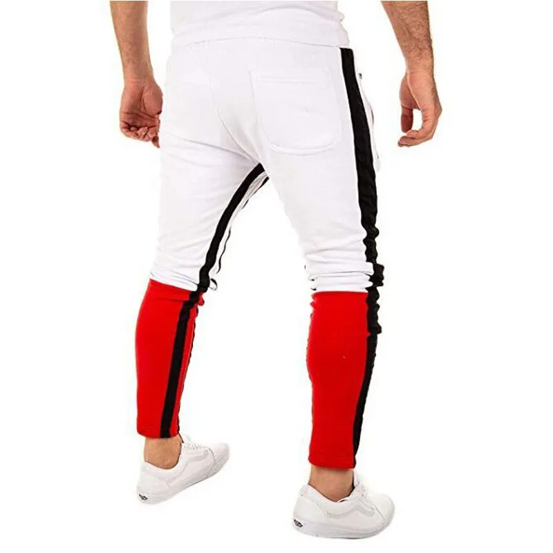 Men's Fashion White & Red Casual Running Jogger Pants