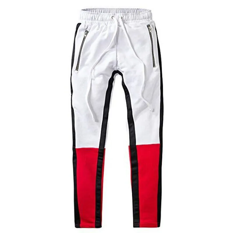 Men's Fashion White & Red Casual Running Jogger Pants
