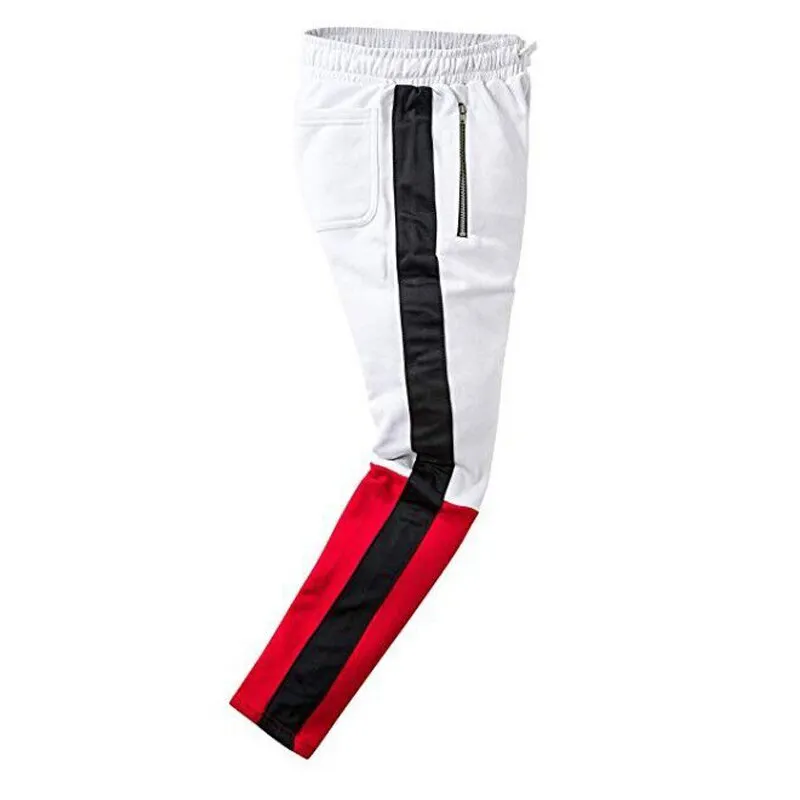 Men's Fashion White & Red Casual Running Jogger Pants