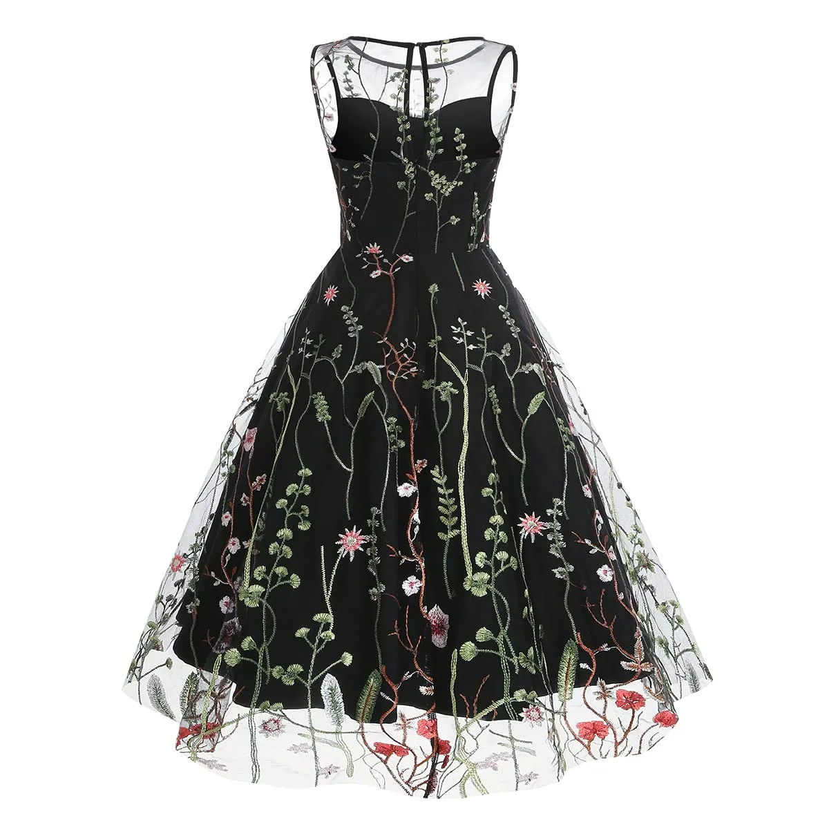 Mommy and Me Matching Floral Dresses Mom and Daughter Dress Women Mesh Flower Embroidered Dress Girls Tulle Embroidery Dress