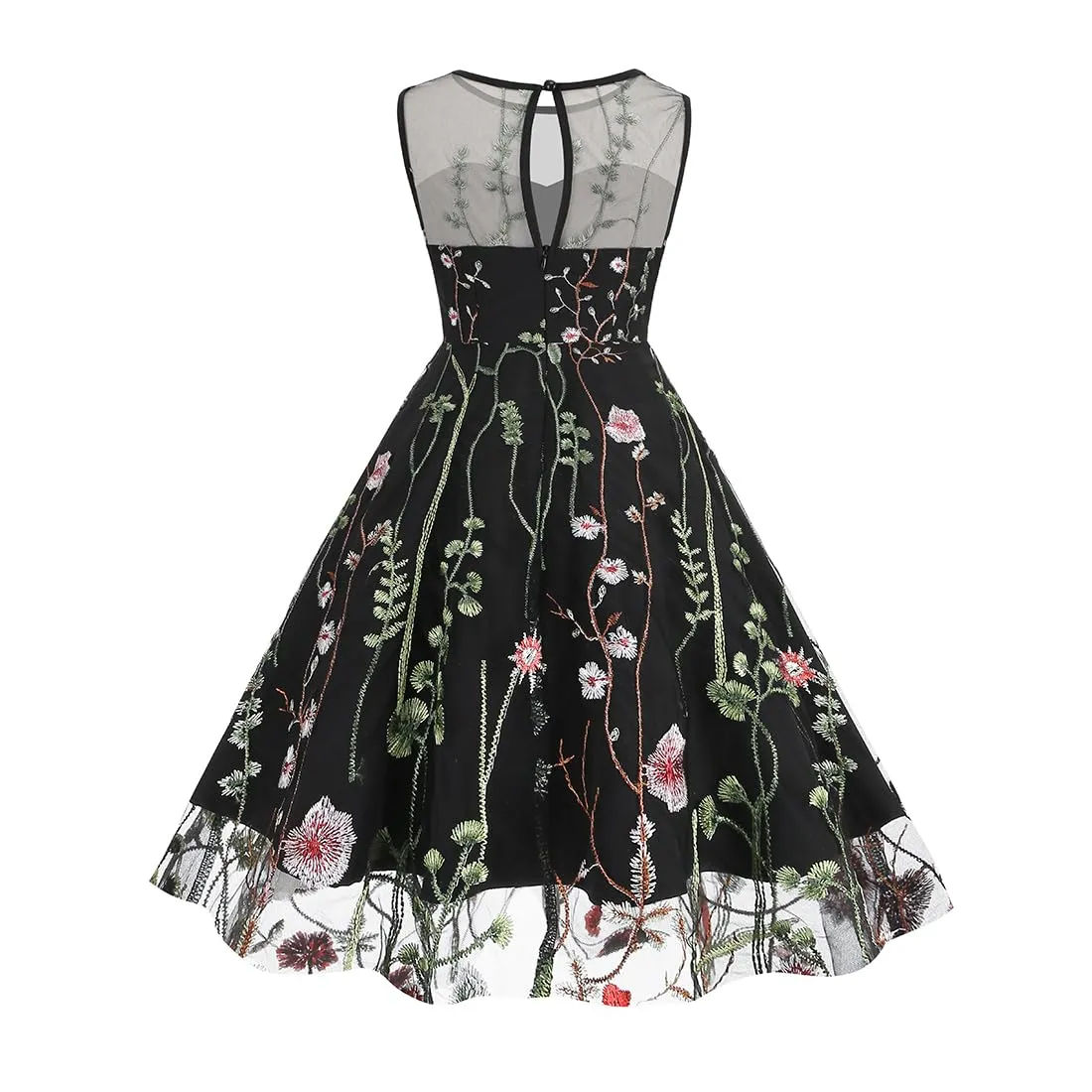 Mommy and Me Matching Floral Dresses Mom and Daughter Dress Women Mesh Flower Embroidered Dress Girls Tulle Embroidery Dress