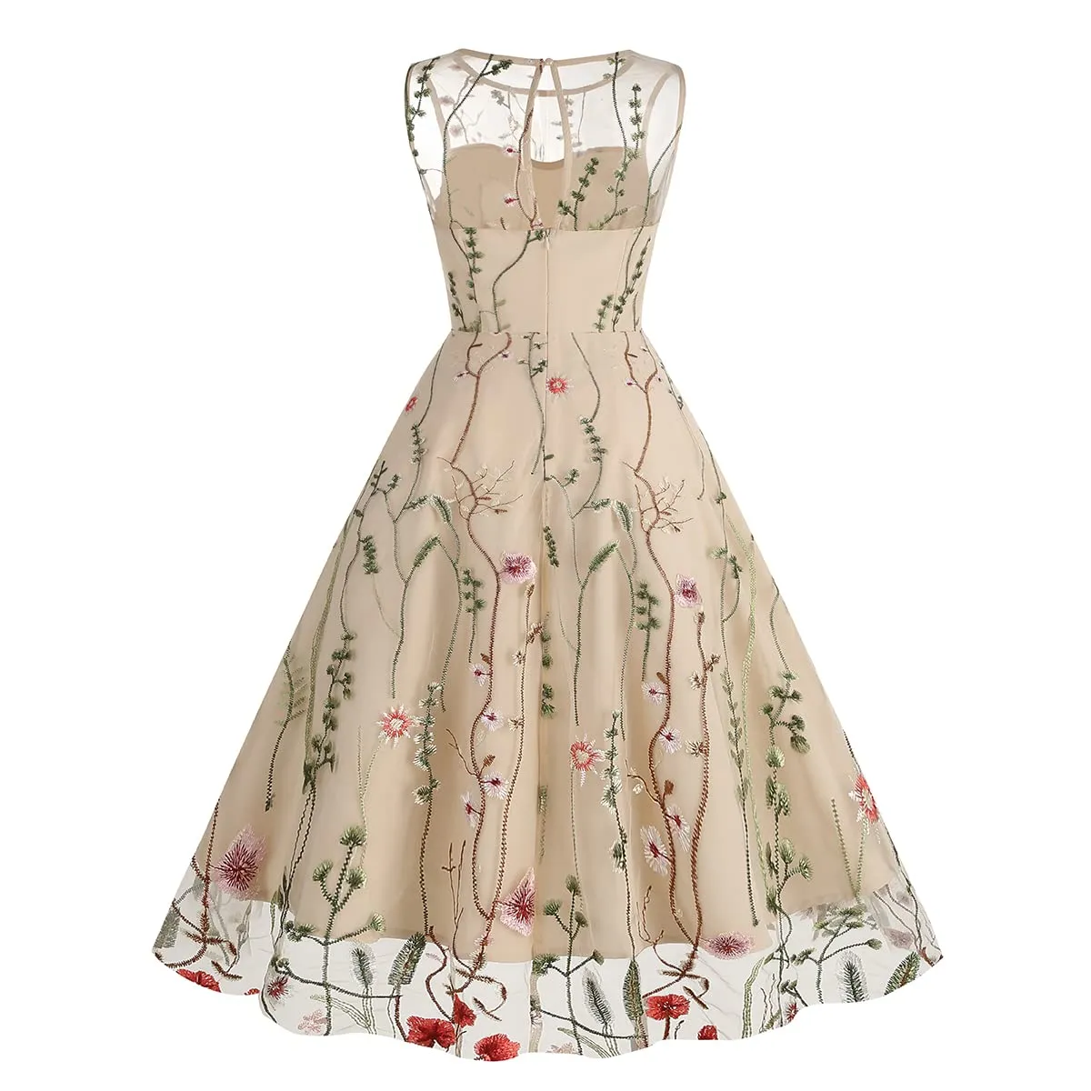 Mommy and Me Matching Floral Dresses Mom and Daughter Dress Women Mesh Flower Embroidered Dress Girls Tulle Embroidery Dress