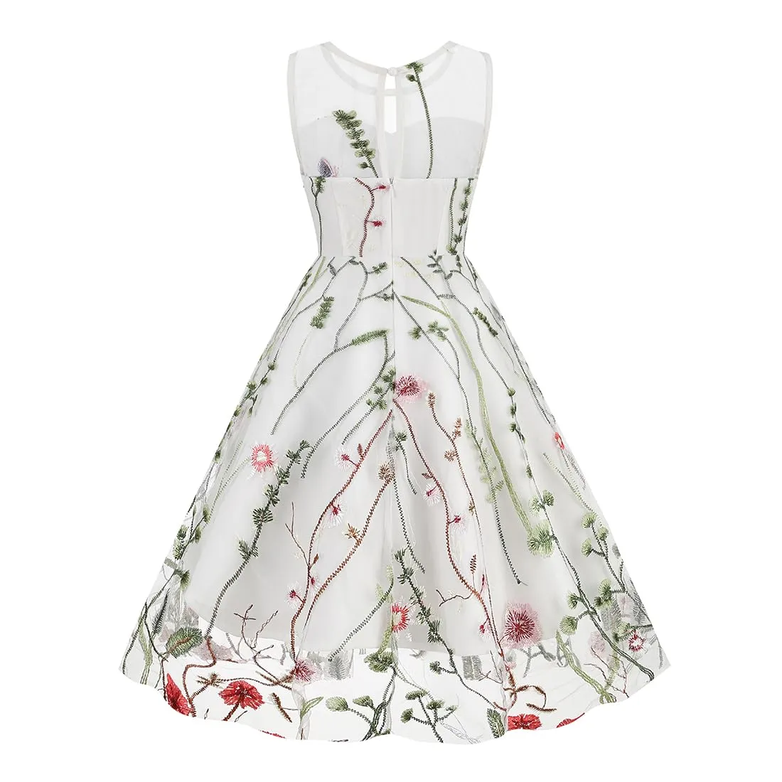 Mommy and Me Matching Floral Dresses Mom and Daughter Dress Women Mesh Flower Embroidered Dress Girls Tulle Embroidery Dress