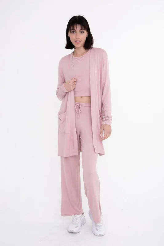 Mono B Lounge Open-Front Terry Cardigan