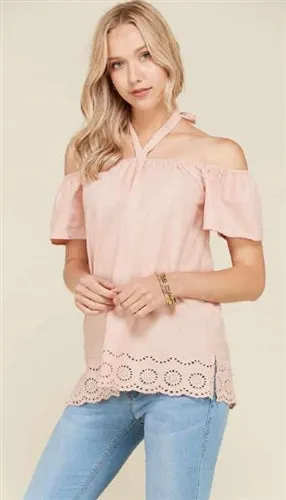 Off-shoulder Cutout Hem Top