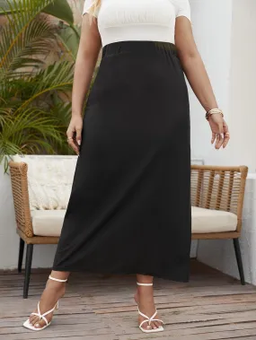Plain Split Long Plus Size Skirts