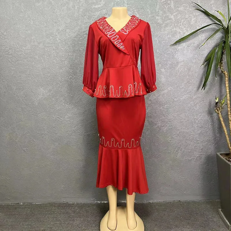 Plus Size  Skirt and Top Womens Office Work Clothing