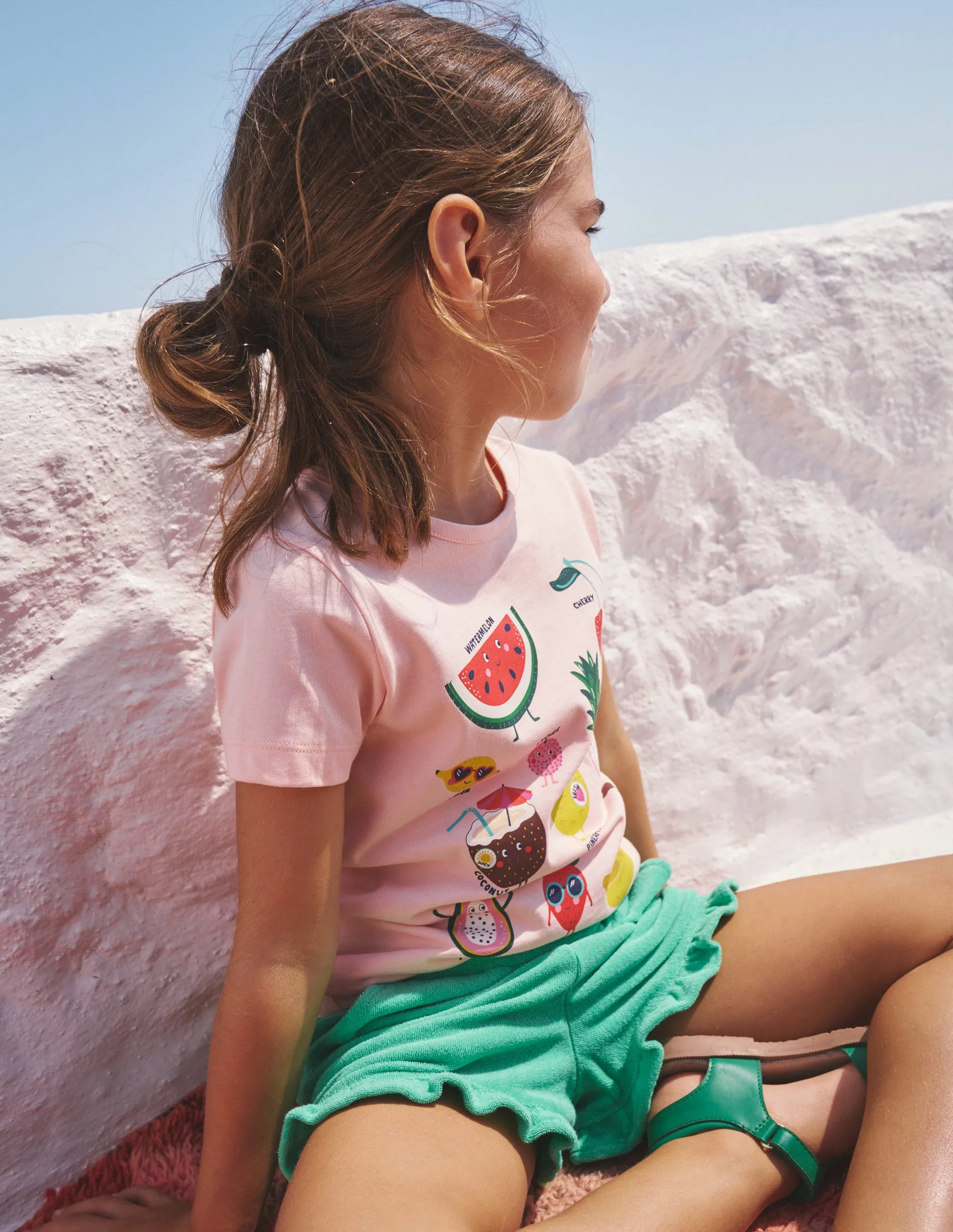 Printed Graphic T-Shirt-Provence Dusty Pink Fruit