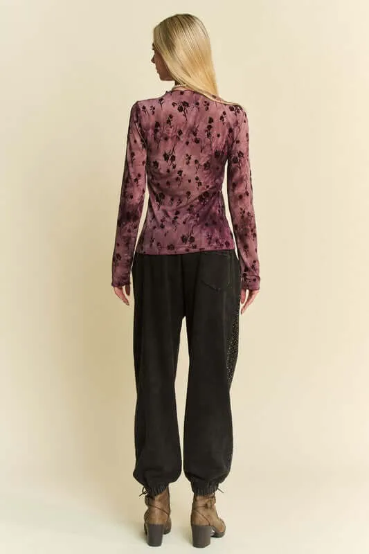 Rhinestone Elastic Waist Joggers