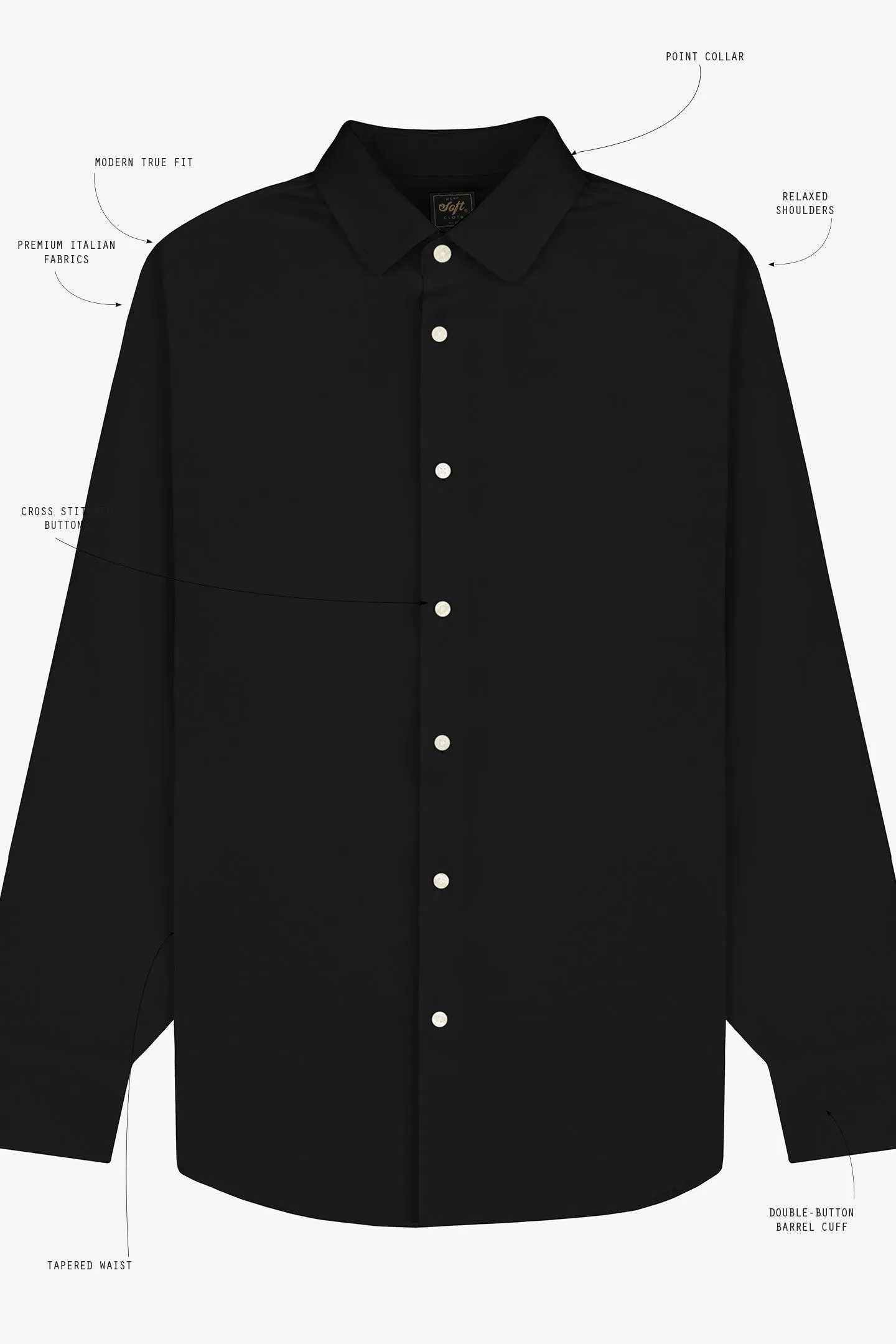 Soft Cloth Point Collar Shirt in Luxe Interlock - Black