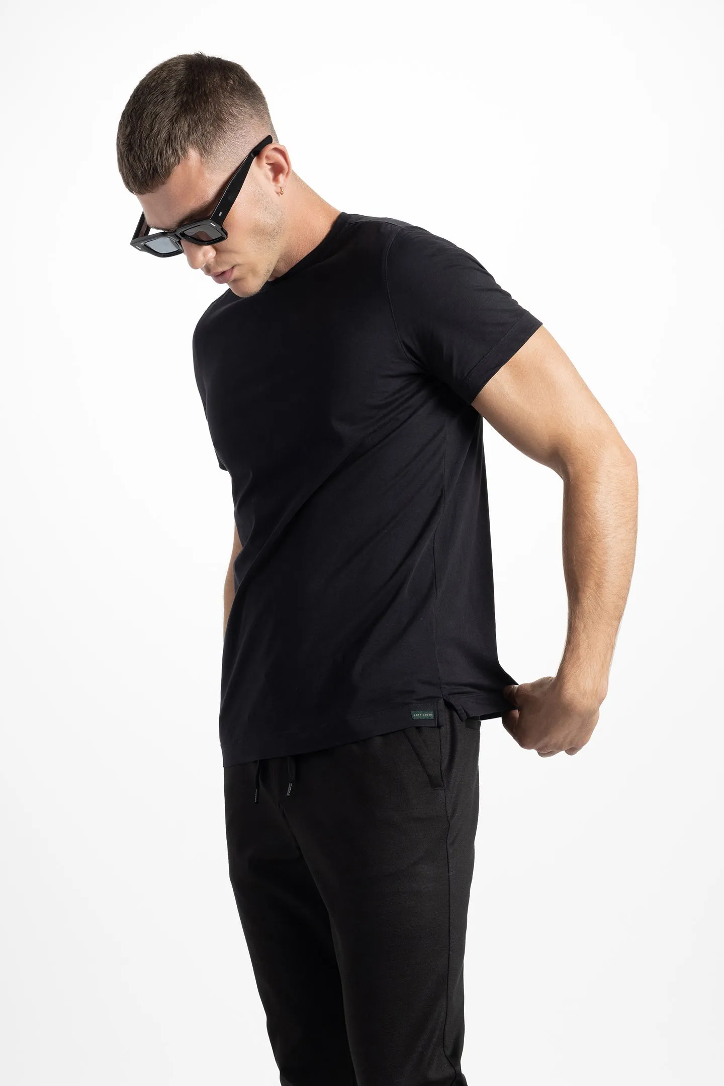 Soft Cloth Short Sleeve Malibu Crew Tee - Black