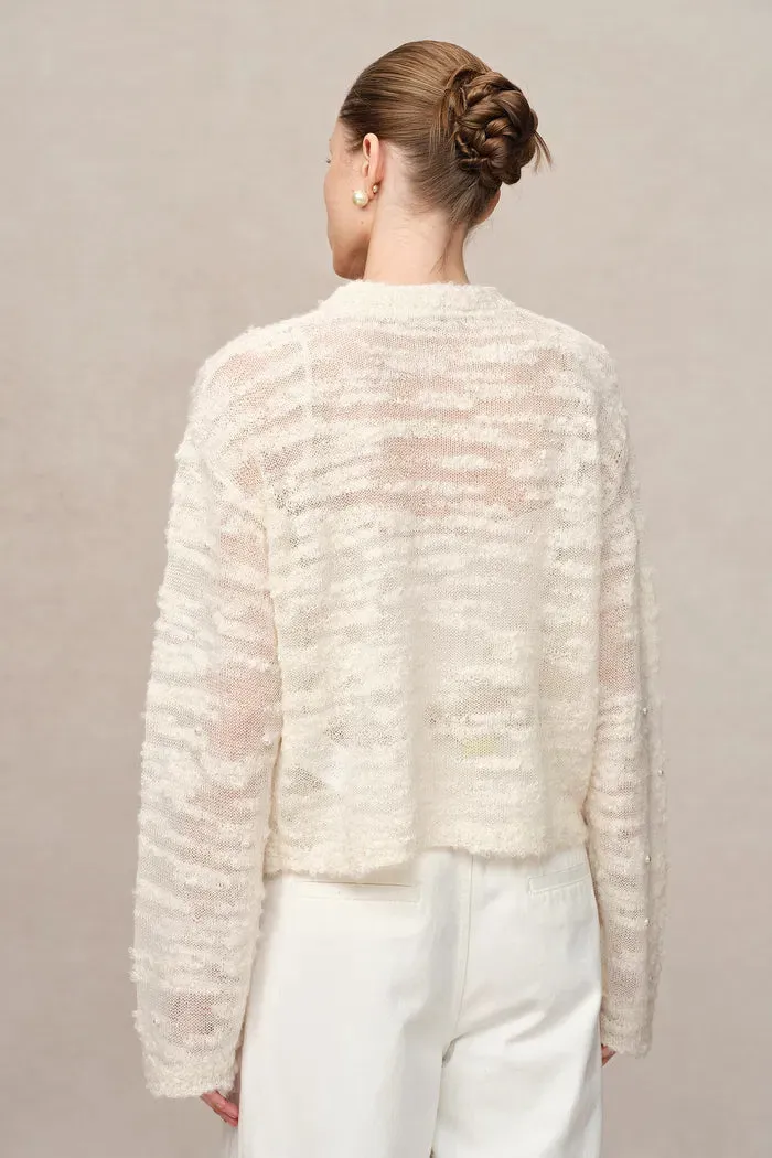Vega Hand Swen Pearl Cardigan in Alpaca Blend Bouclé Knit