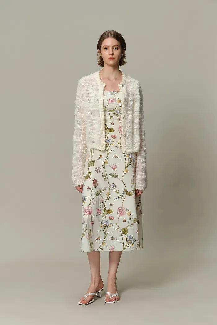Vega Hand Swen Pearl Cardigan in Alpaca Blend Bouclé Knit